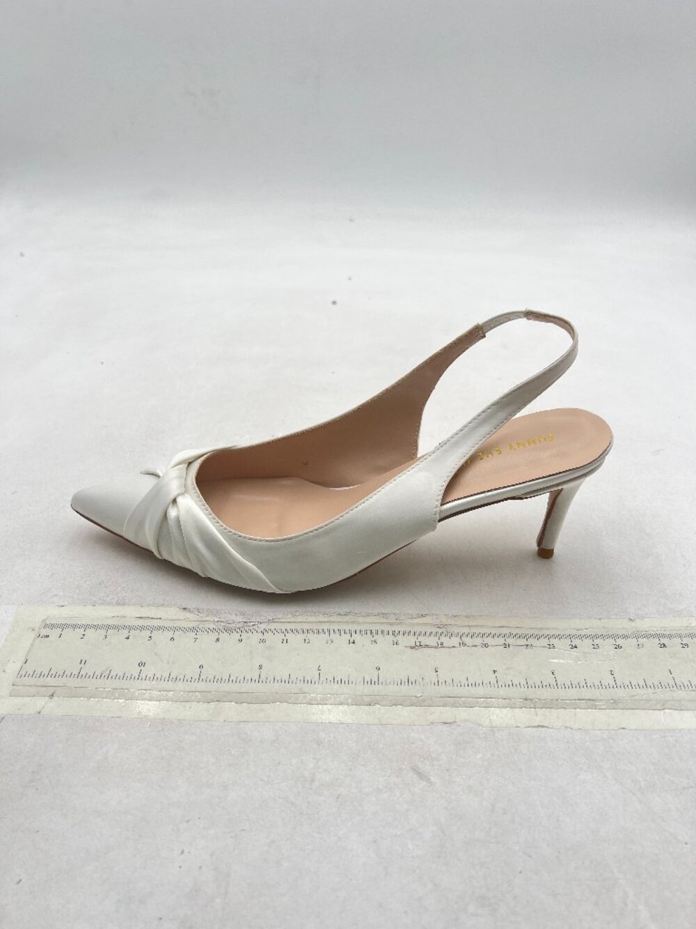 White Classic Slingback Pumps Mid Heels Pointy Toe Comfortable Shoes